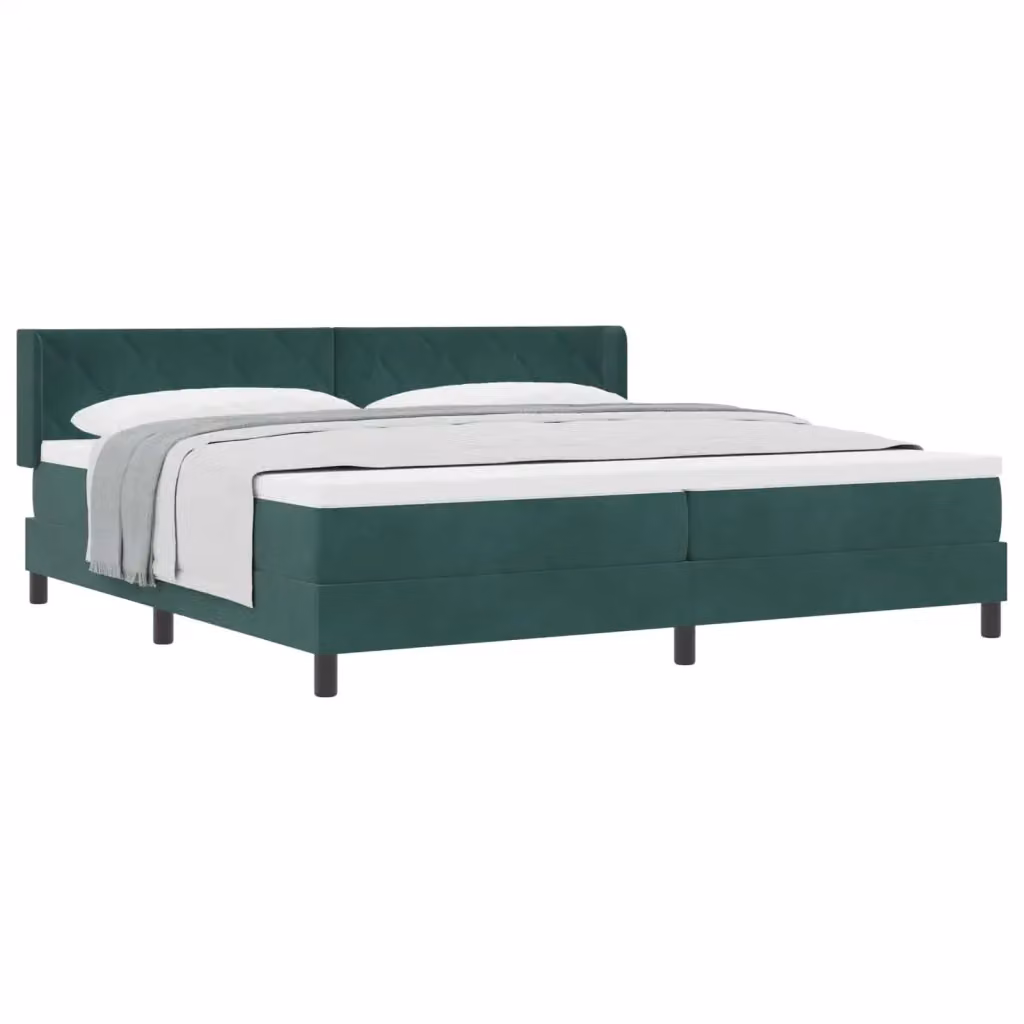 Letto matrimoniale ibrido vidaXL con testiera in velluto verde, L: 200 cm, P: 200 cm, H: 280 cm – 2