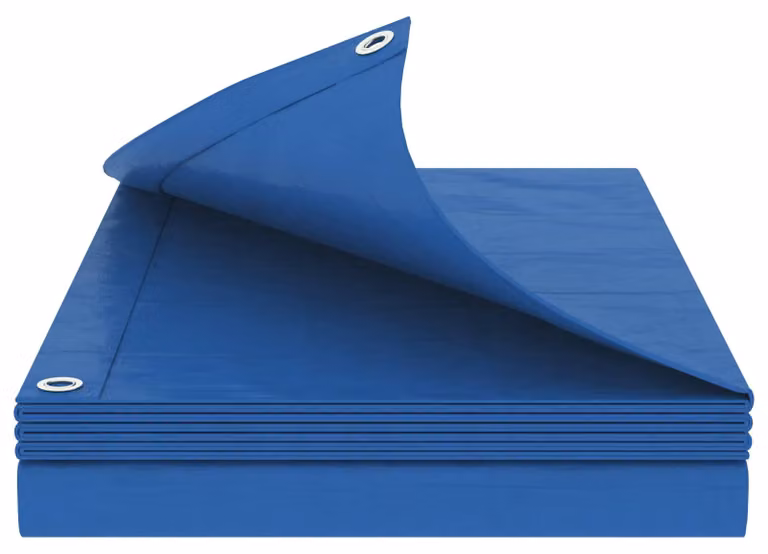 Telo in polietilene (PE) blu, con occhielli, dimensioni 4 x 6 metri, peso 180 g/m²