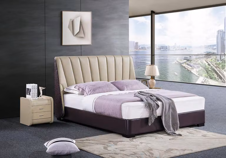 Bett Polsterbett Luxus Schlafzimmer Design Betten Textil Holz Bettgestell