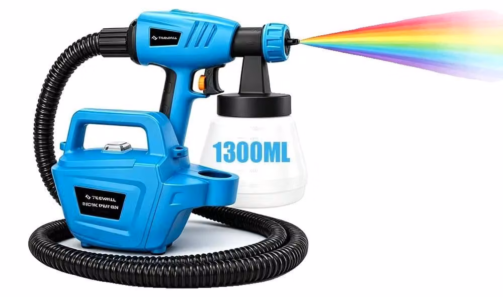 Pistola a spruzzo per verniciatura, con controllo del flusso regolabile, 3 dimensioni di ugelli, colore blu