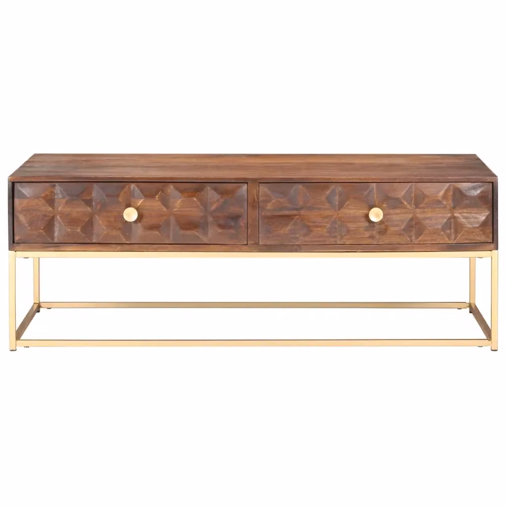 Tavolino da caffè moderno vidaXL in legno di mango marrone L: 112 cm, P: 50 cm, H: 40 cm – 2