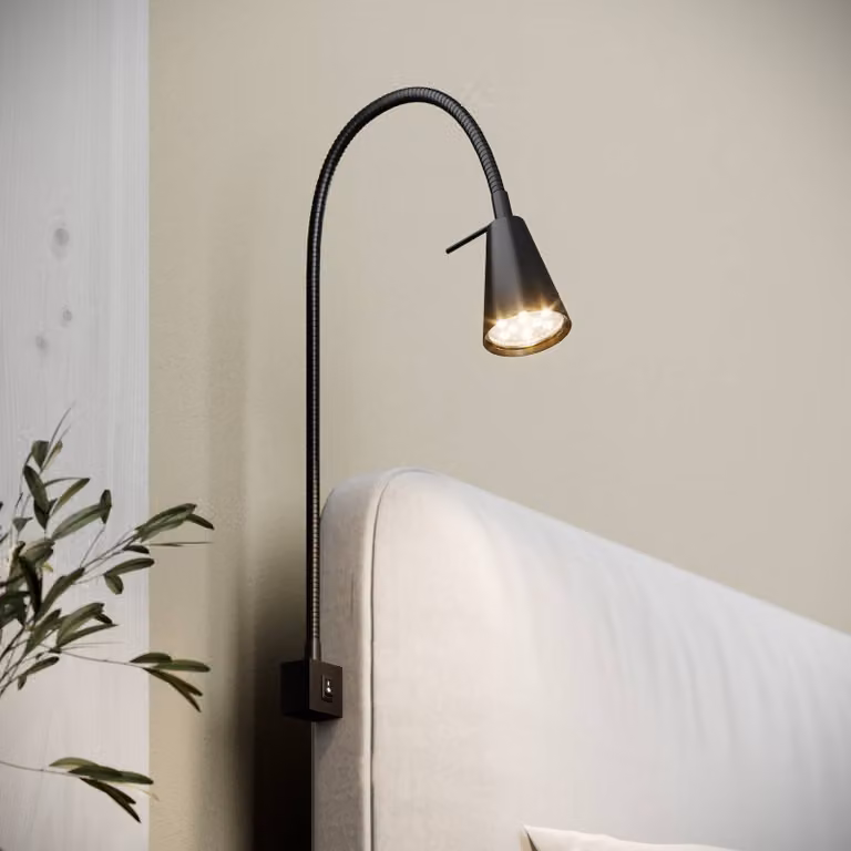 Briloner Applique a LED Tuso, nero, montaggio letto, metallo Tuso, Nero, Camera da letto, Metallo, Moderno, Applique a LED