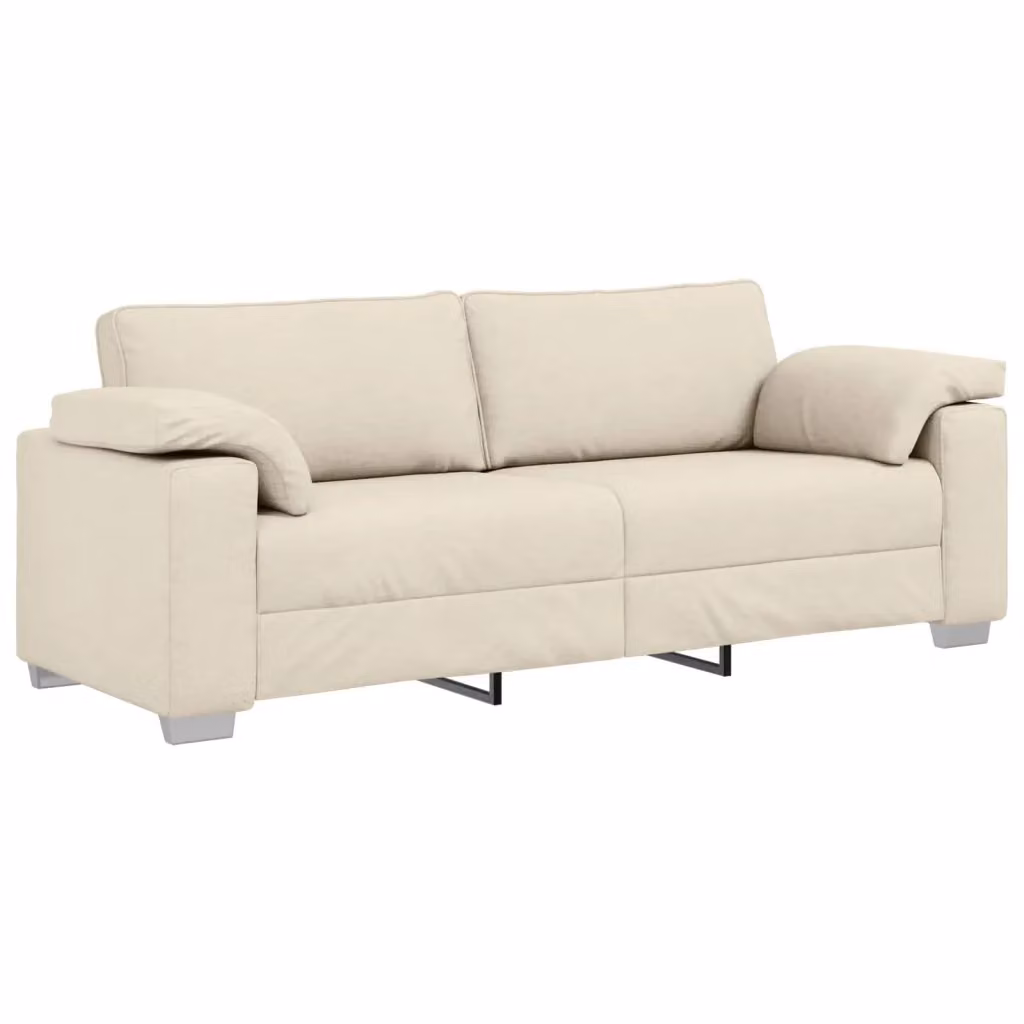Divano a 3 posti vidaXL beige in tessuto con cuscini inclusi L: 219 cm, P: 82 cm, H: 77 cm – 2
