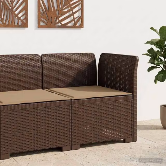 Divano da giardino a 1 posto in rattan marrone con cuscino per esterno e balcone – 1