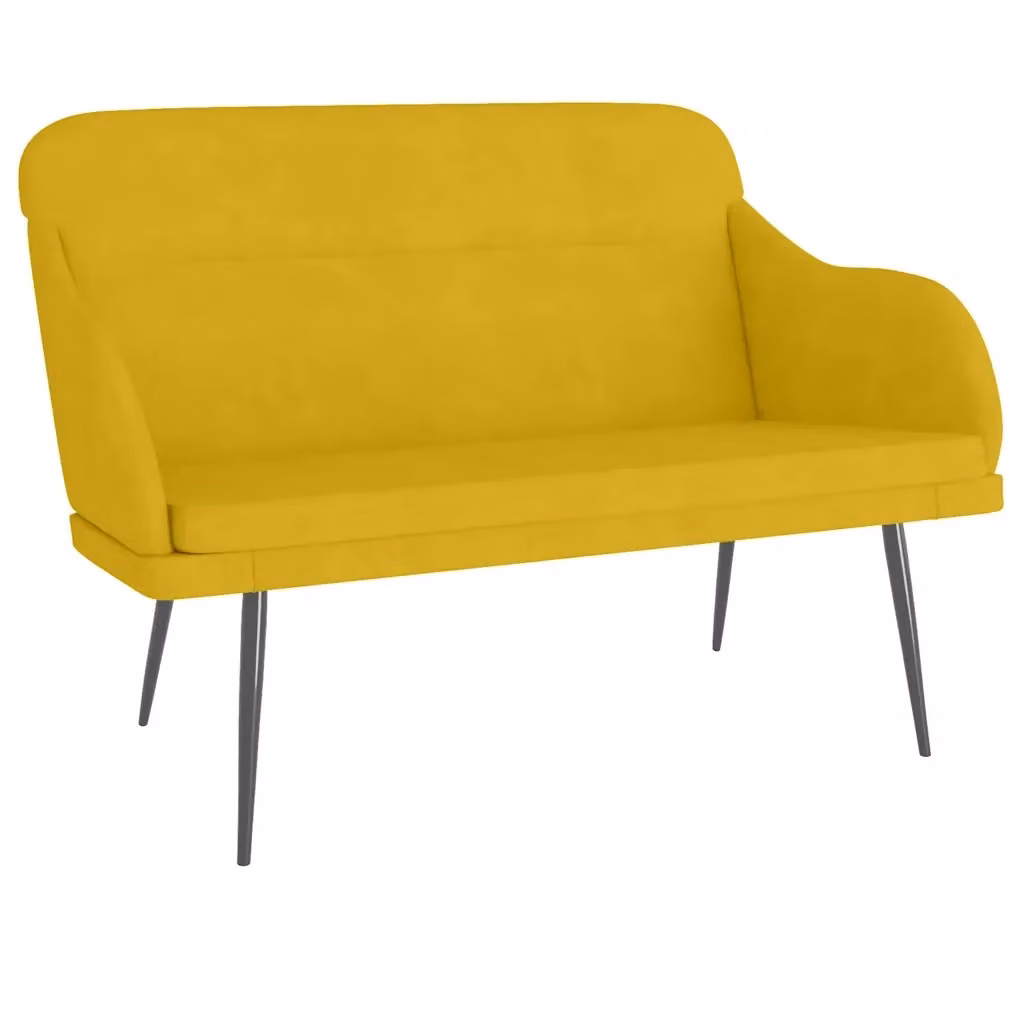 Panca moderna in velluto giallo vidaXL L: 110 cm, P: 40 cm, H: 76 cm – 2