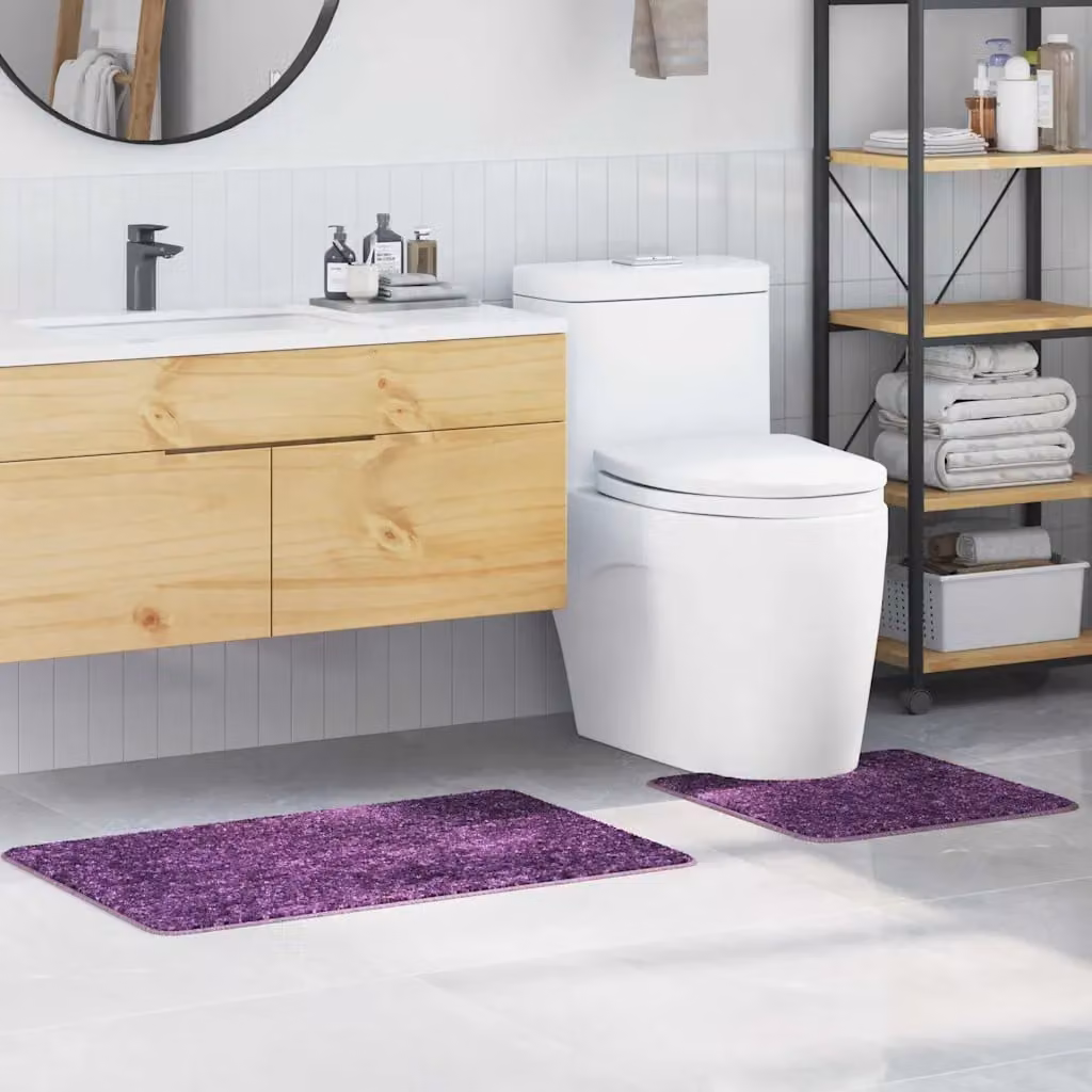 Set di 2 tappetini antiscivolo per il bagno vidaXL, viola, 50 x 50 cm