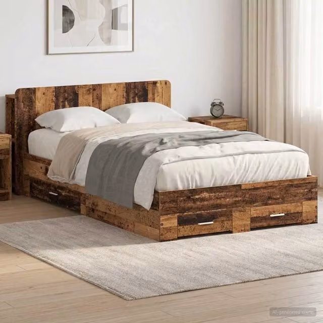 Telaio del letto con storage Legno antico 120 x 190 cm 3433737