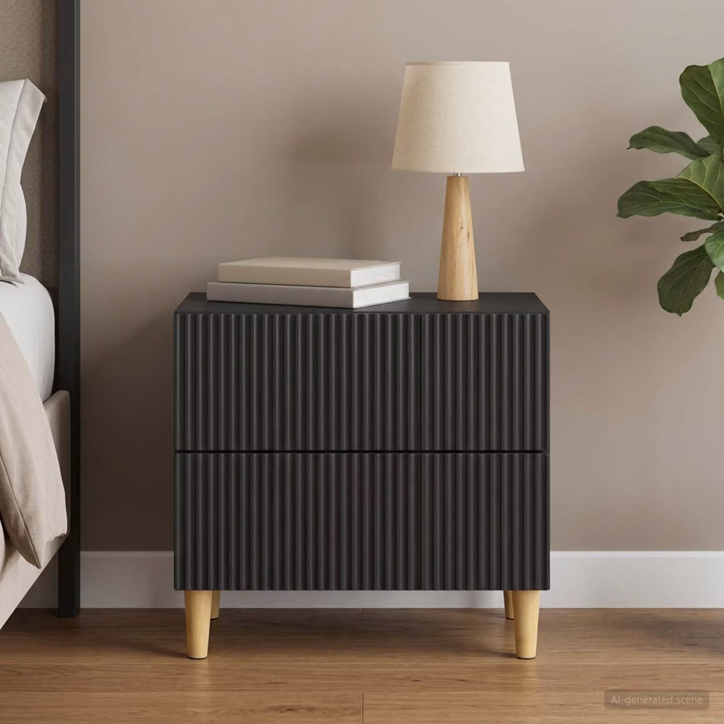 Armadio da Notte Moderno vidaXL in Legno MDF Nero, L 62 cm x P 34,5 cm x H 48 cm