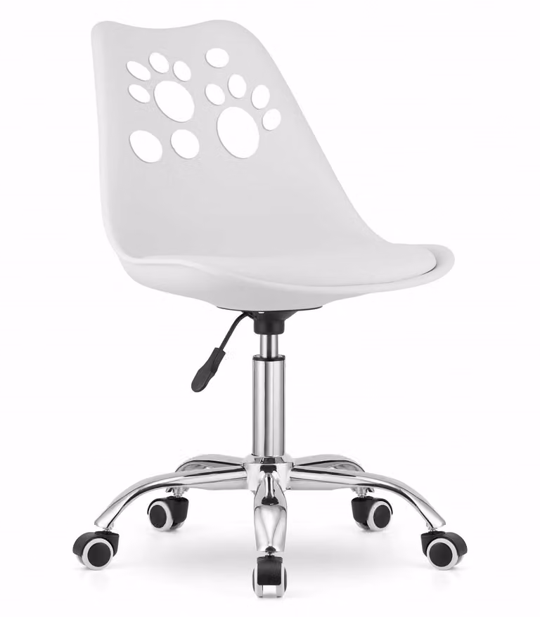 Sedia girevole Valora PRINT bianca - Sedia girevole bianca minimalista per un look pulito
