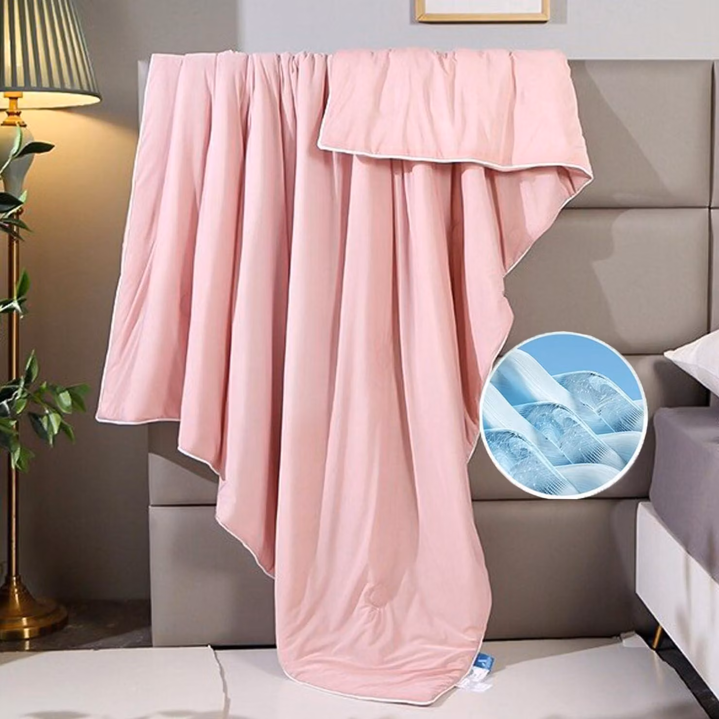 Coperta leggera estiva Koel, realizzata con tessuto traspirante e utilizzabile su entrambi i lati