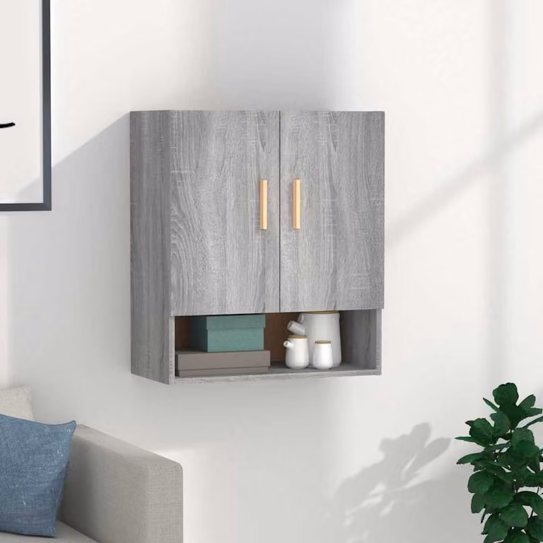 Armadietto a muro vidaXL in legno MDF Grigio stile Scandinavo L: 60 cm, P: 31 cm, H: 70 cm