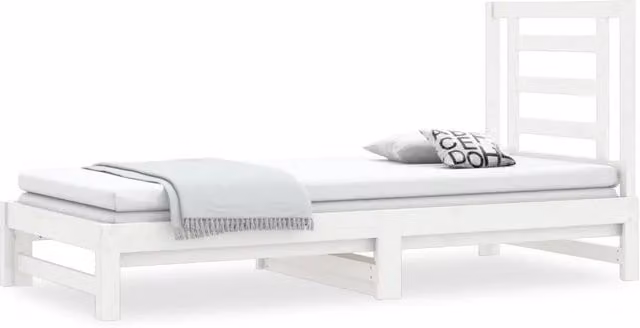 Letto singolo | Letto per adulti | Dormeuse Estraibile Bianca 2x(90x190) cm Legno Massello di Pino