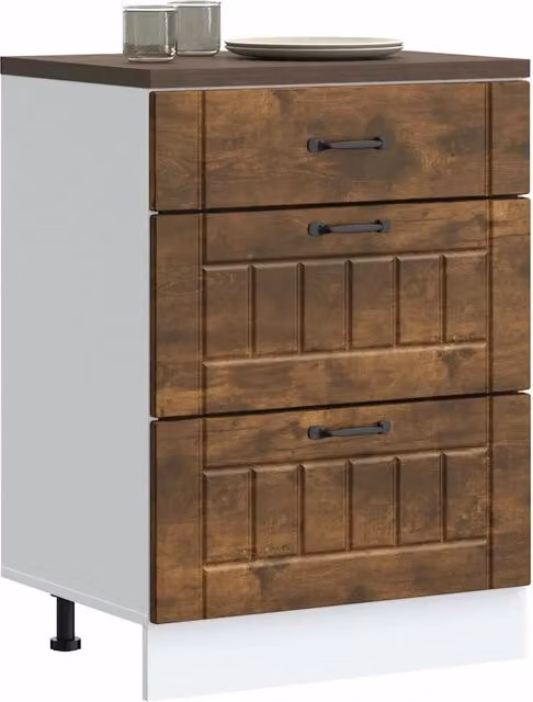Mobile Base da Cucina Design Mania Lucca Rovere Fumo in Legno Multistrato Marrone L: 60 cm, H: 81,5 cm, P: 46 cm