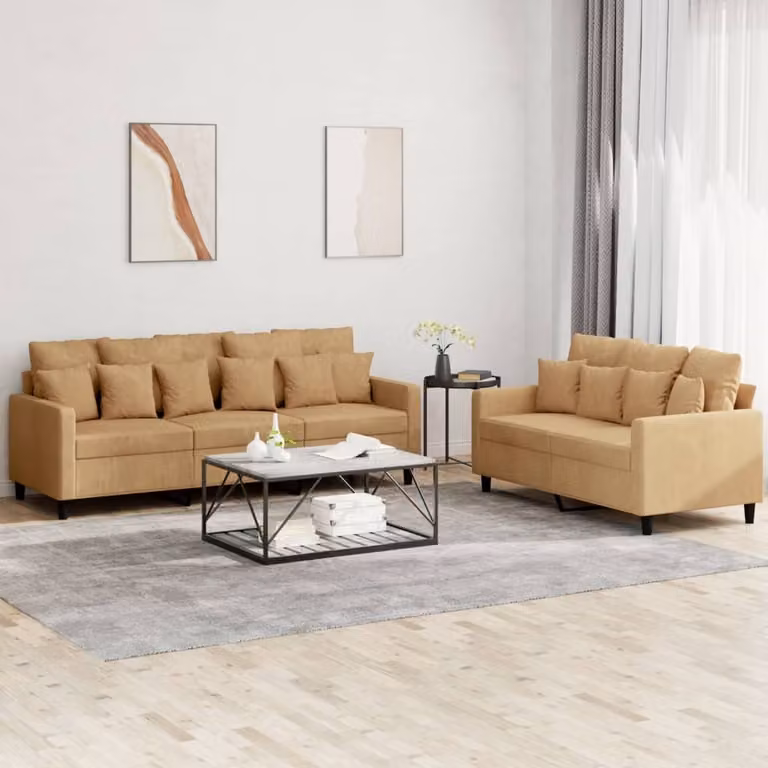 Maison Exclusive - Set divano a 2 posti con cuscini in velluto marrone