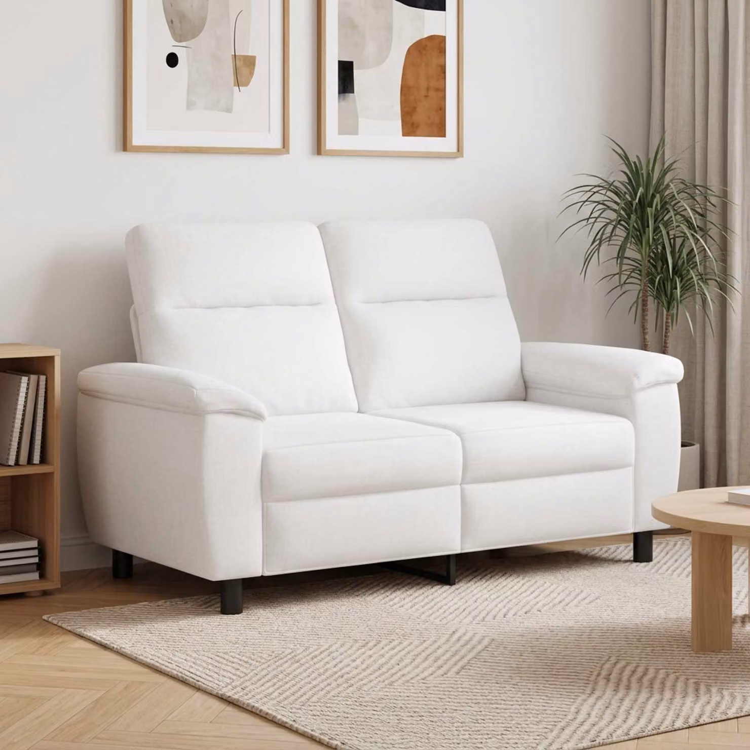 Divano moderno vidaXL in tessuto bianco con struttura in metallo L: 158 cm, P: 90 cm, H: 95 cm