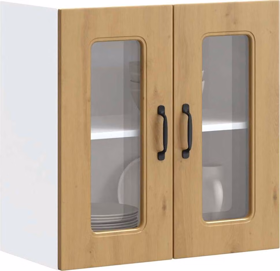 Pensile da Cucina con Porta in Vetro Kalmar Rovere Artigianale