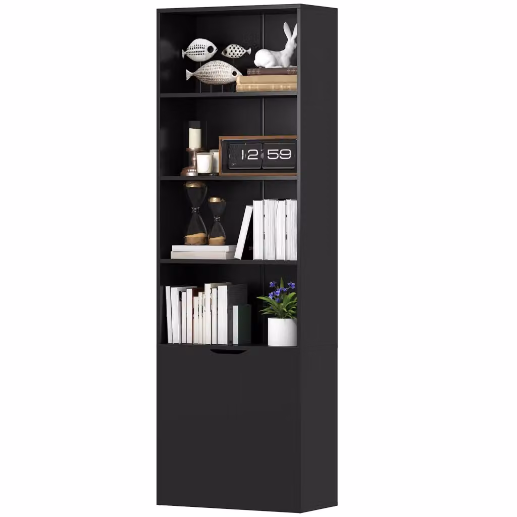 Libreria Xylo con ante e ripiani in legno nero L: 59 cm, P: 29 cm, H: 180 cm – 2