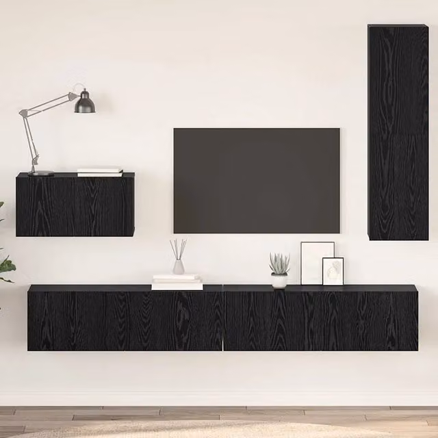 Set di 4 Mobili TV da Parete Moderni vidaXL in MDF Nero Opaco – 1