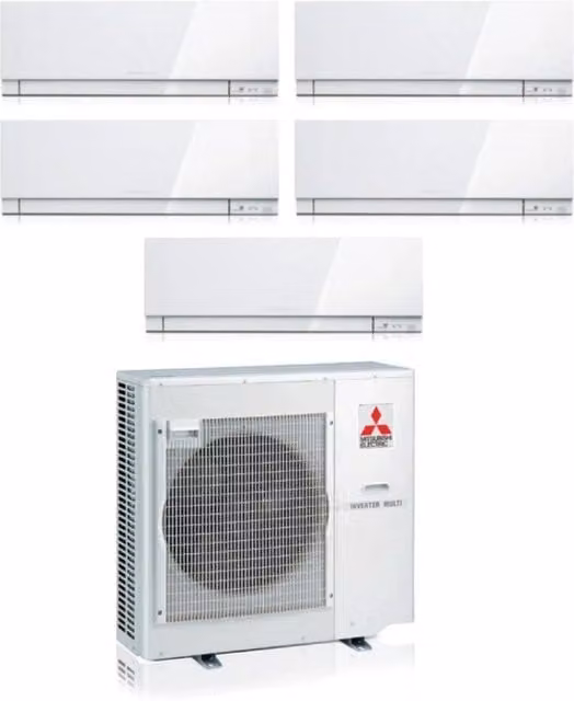 Climatizzatore Condizionatore Mitsubishi Electric Penta Split Inverter serie KIRIGAMINE ZEN WHITE MSZ-EF con MXZ-5F102VF, Wi-Fi Integrato, Colore Bianco, Capacità 7000+7000+7000+7000+15000