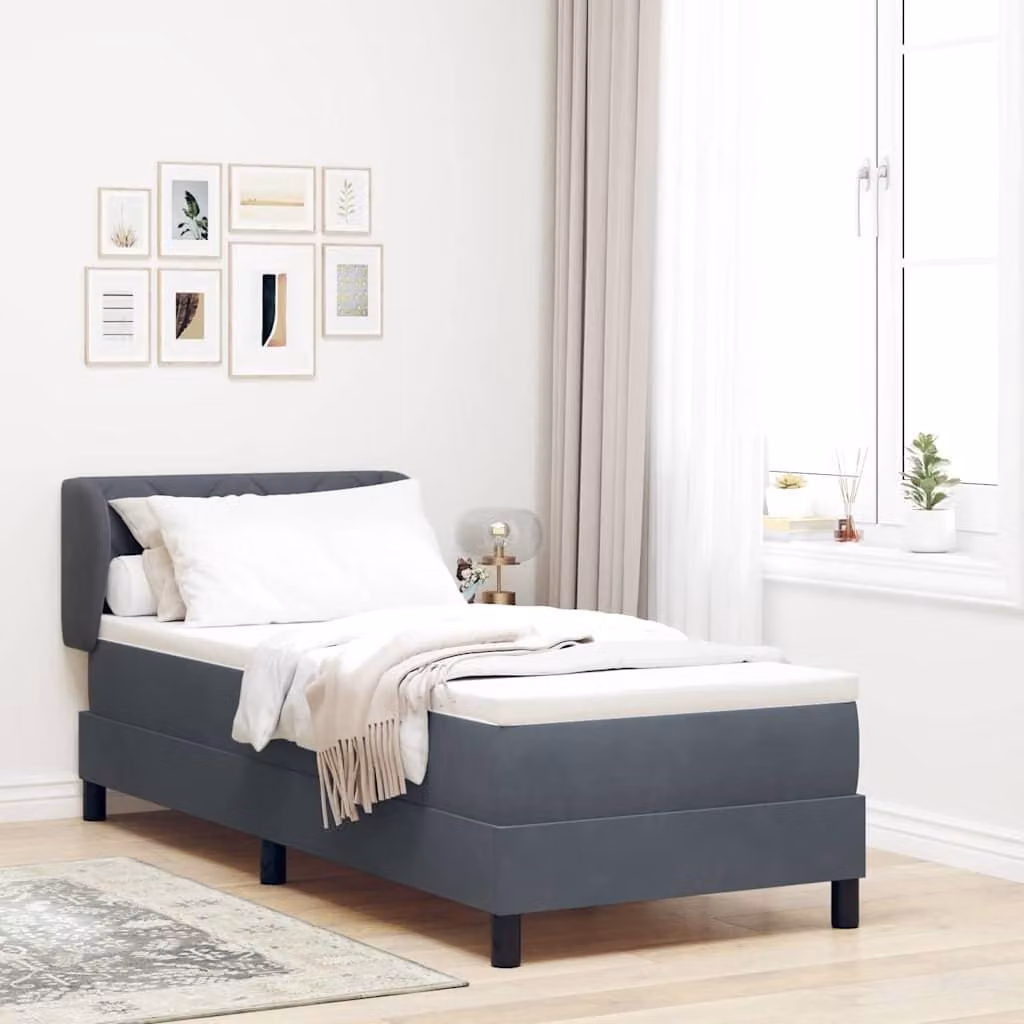 Maison Exclusive - Letto boxspring con testiera grigio scuro 80 x 200 cm in velluto