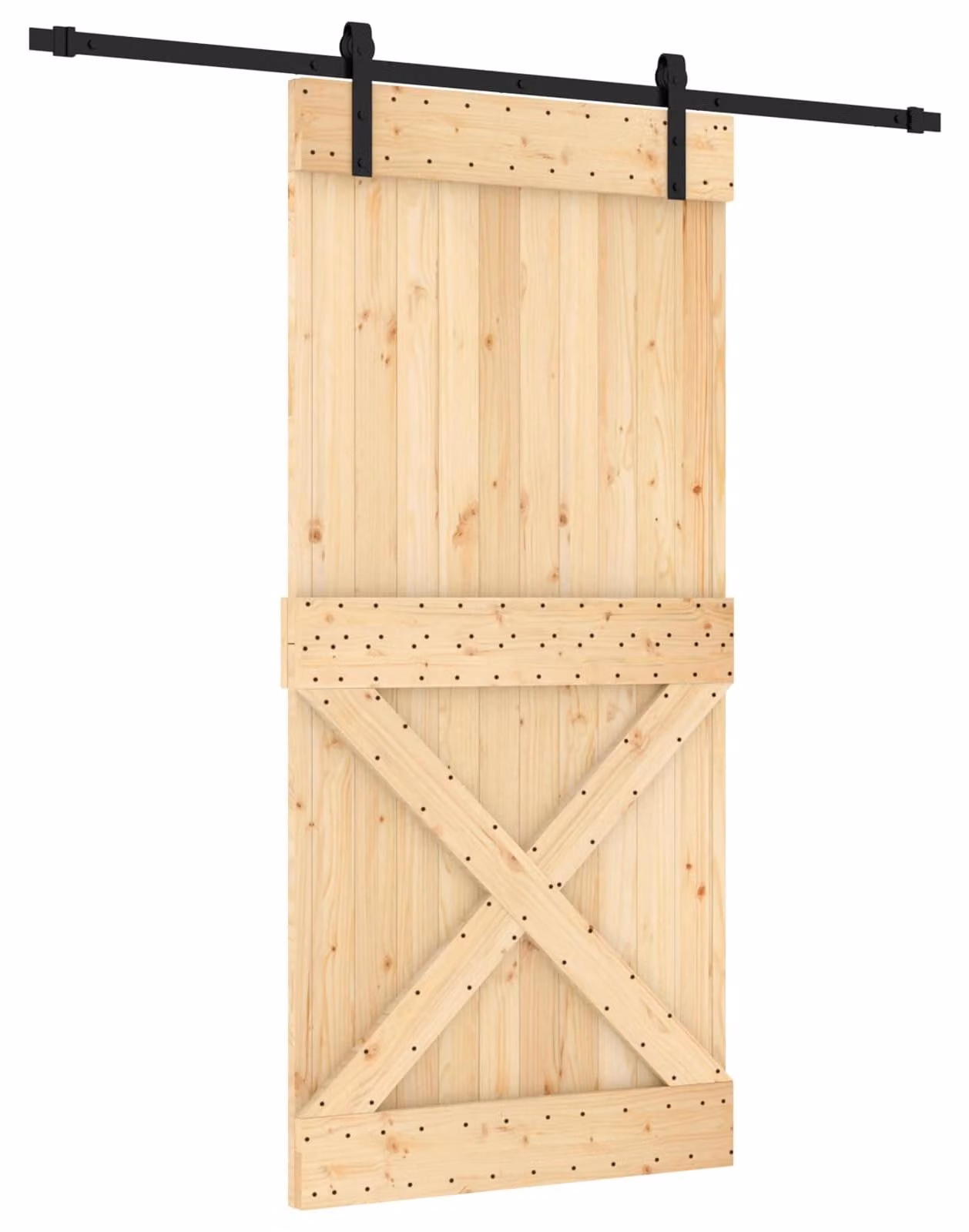 Porta scorrevole Naturale e Nero 95 x 210 cm