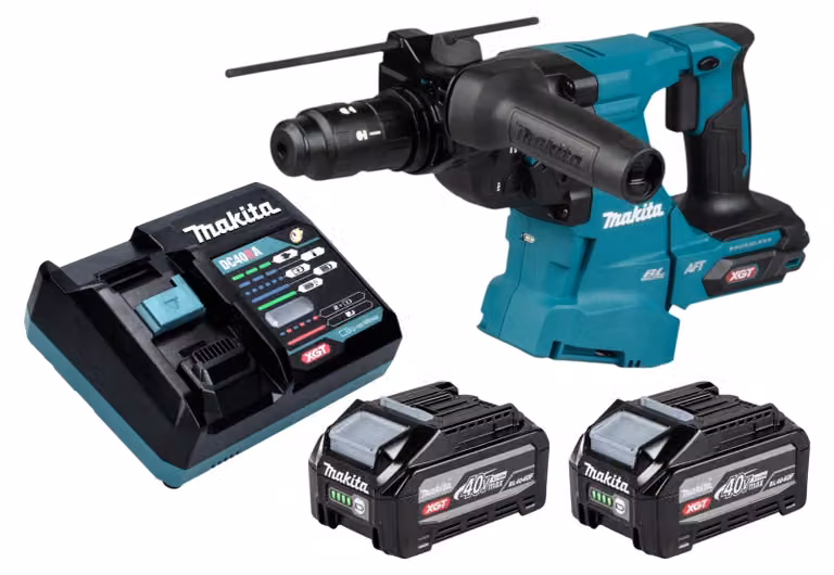 Martello combinato a batteria Makita HR 012 GU201 40 V max. 3,3 J SDS plus Brushless + 2 batterie da 4,0 Ah + caricabatterie