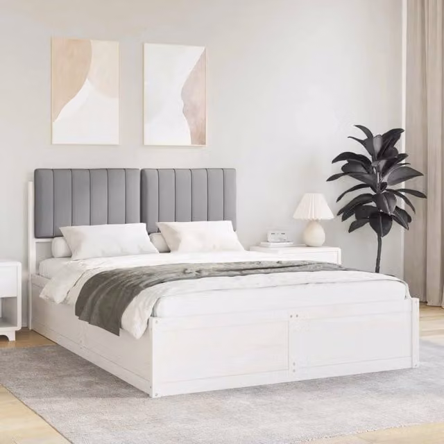 Letto con Testiera Rivestita Grigio chiaro 140 x 190 cm 3398238