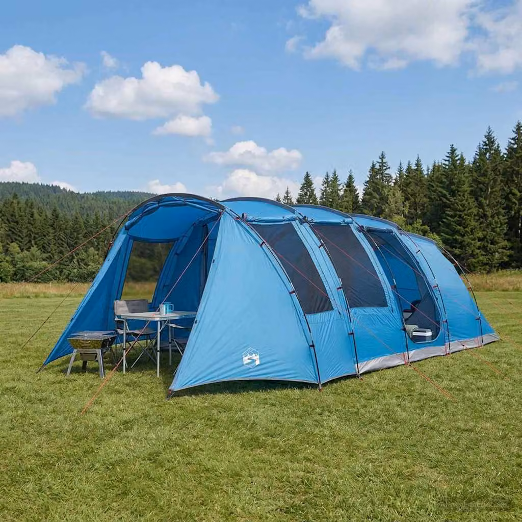 Tenda a tunnel vidaXL blu in poliestere e fibra di vetro L/P/H: 675 x 392 x 210 cm