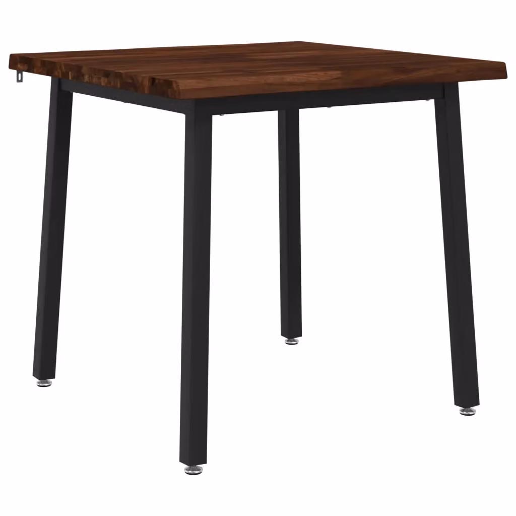 Tavolo da pranzo rettangolare moderno vidaXL in legno di acacia massello con bordo naturale, marrone scuro e nero, L: 80 cm, P: 80 cm, H: 75 cm – 2