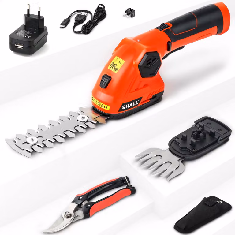 Tagliasiepi e tagliaerba wireless 2-in-1, 7,2 V, 2000 mAh, ergonomico e sicuro