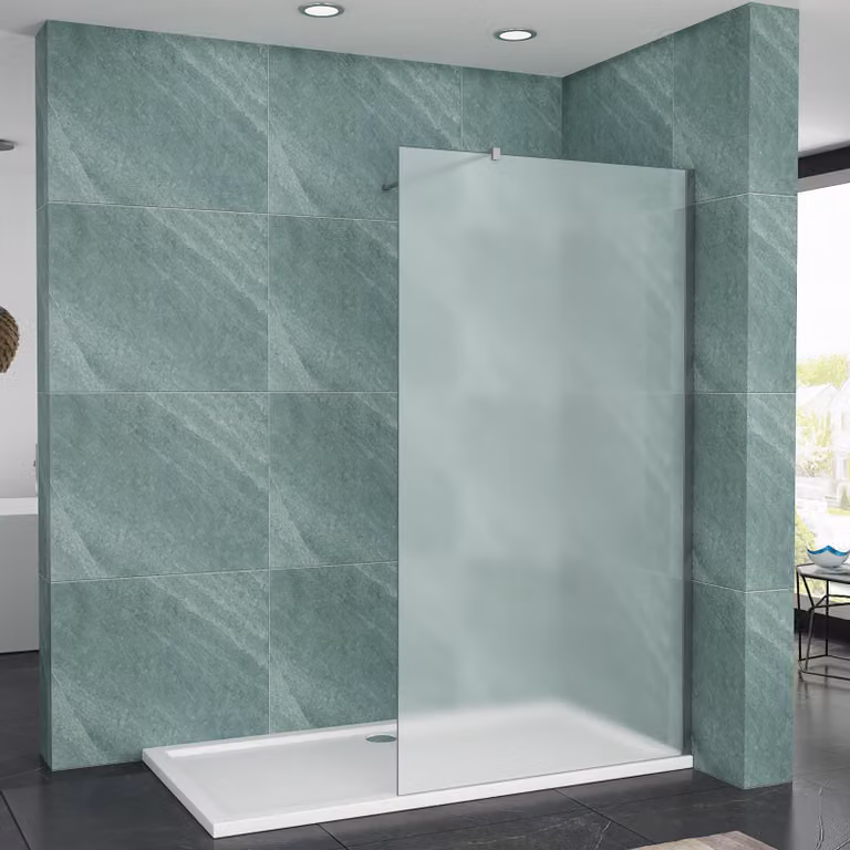 SONNI walk-in shower 140x200cm, cabina doccia con schermo doccia in vetro temperato di sicurezza 8 mm con nano rivestimento, completamente satinato, con stabilizzatore