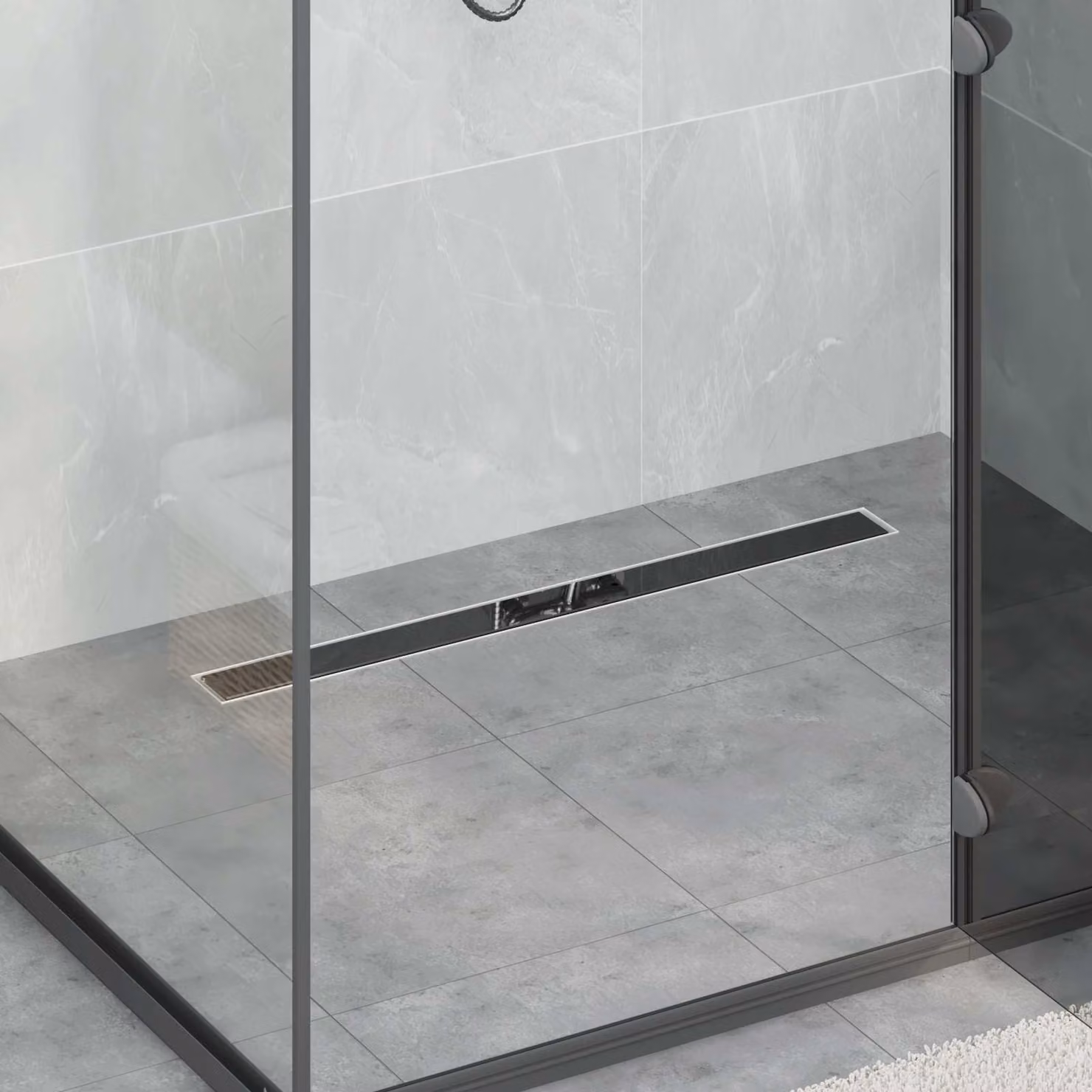 vidaXL Scarico doccia con copertura in vetro e sifone a 360 in acciaio inossidabile, Lunghezza: 80 cm
