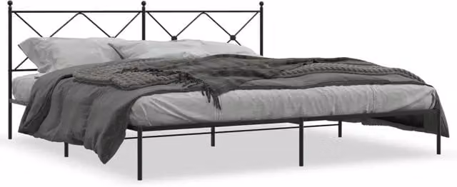 Letto matrimoniale con testiera in metallo nero opaco DESIGN IN L/P/H: 200 x 200 x 90,5 cm