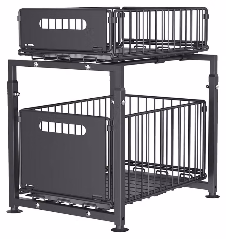 Organizzatore per armadi, design a 2 livelli, altezza regolabile, colore nero