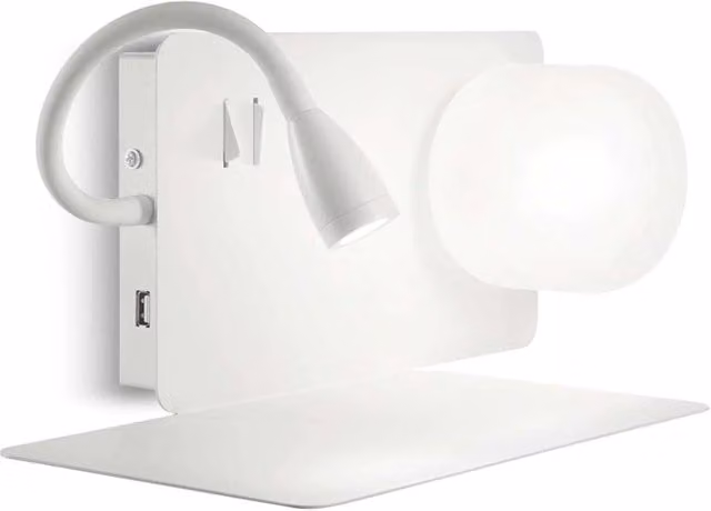 Applique Moderna IDEAL LUX Book-1 in Metallo Bianco con 2 Luci LED 3W 3000K Luce Calda