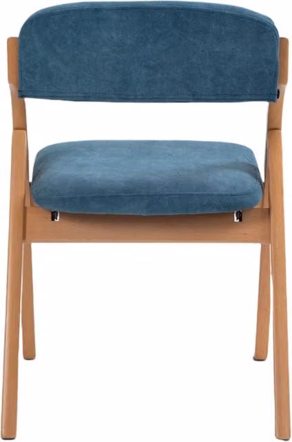 Set di 2 sedie pieghevoli imbottite Zephmum in legno di faggio blu per cucina, sala da pranzo o giardino