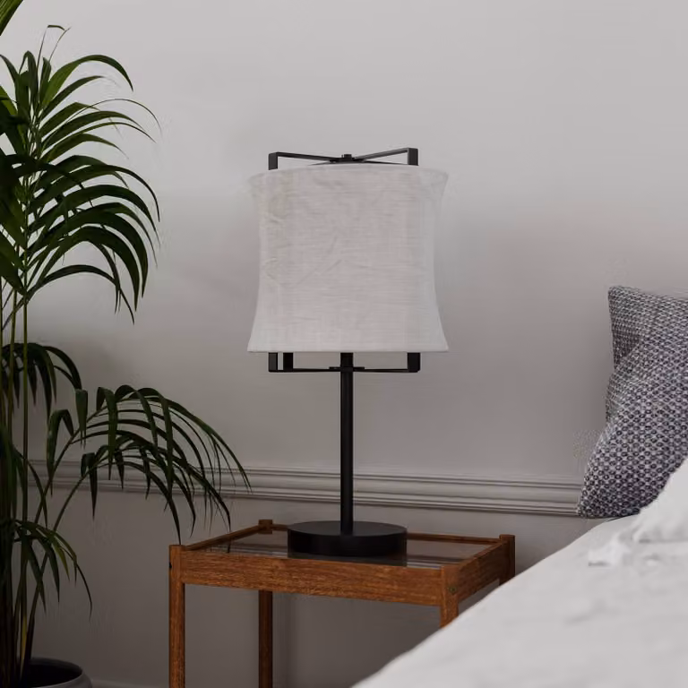By Rydéns Lampada da tavolo Softy, Bianco / Opale, Soggiorno / Sala da pranzo, Tessuto / Stoffa / Seta, Scandinavo, Lampada da tavolo