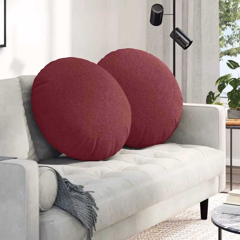 Set di 2 cuscini per seduta rotondi vidaXL in tessuto rosso vino Ø80 x 29 cm