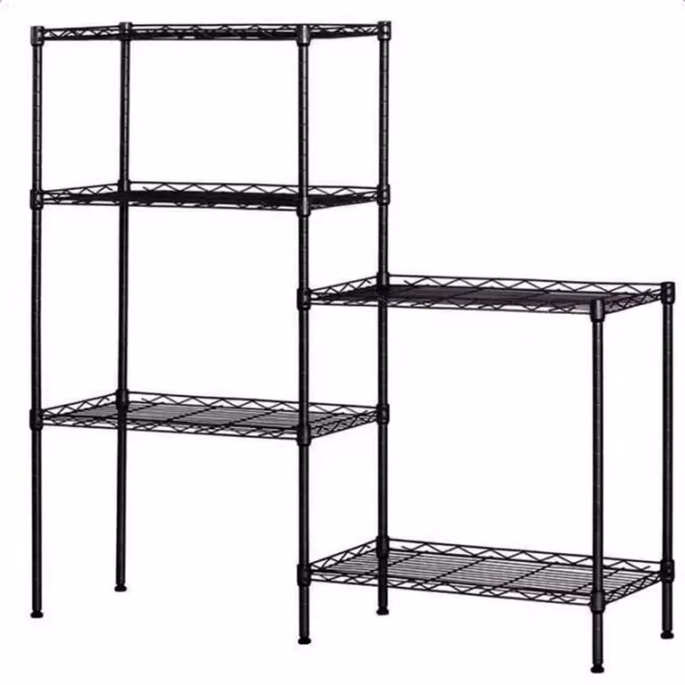 Scaffale portaoggetti a cinque ripiani - Nero - 150 cm di altezza - Acciaio al carbonio