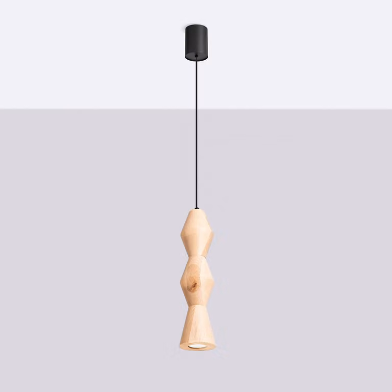 Lampada a sospensione KUBBE media R 1xGU10 10W legno - faggio 200x10x10cm Sollux Lighting