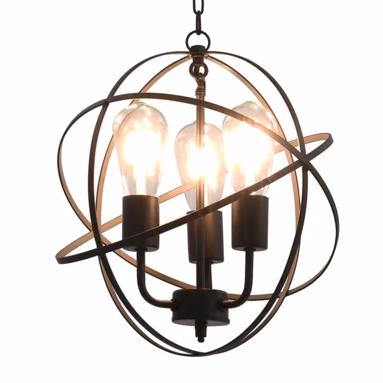The Living Store Lampada a sospensione con globo nero 3 prese E27