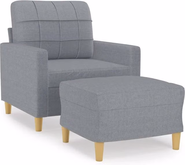 Poltrona | Sedia Relax con Poggiapiedi Grigio Chiaro 60 cm in Tessuto
