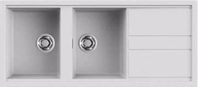 Lavello Elleci Incasso 2 vasche 116x51 Best 500 Granitek Bianco LGB50068