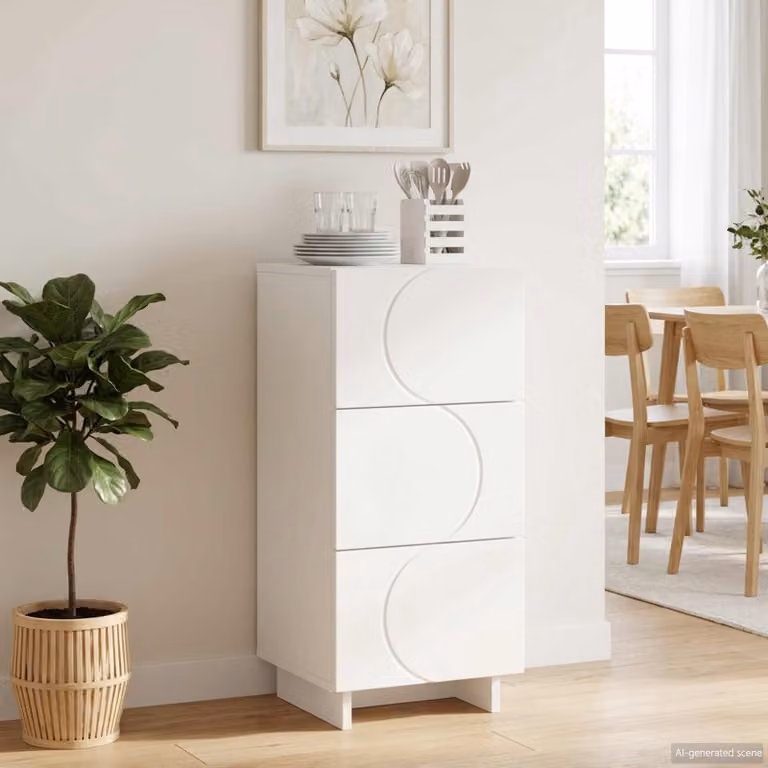 Credenza moderna vidaXL in legno ingegnerizzato, colore bianco, L 33,5 cm x P 34,5 cm x H 75 cm