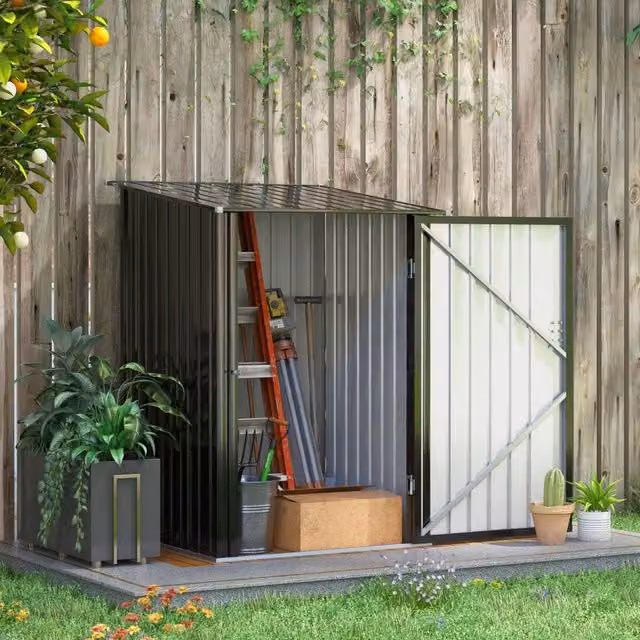 Casetta da giardino in acciaio zincato 100 x 103 x 160 cm grigio scuro
