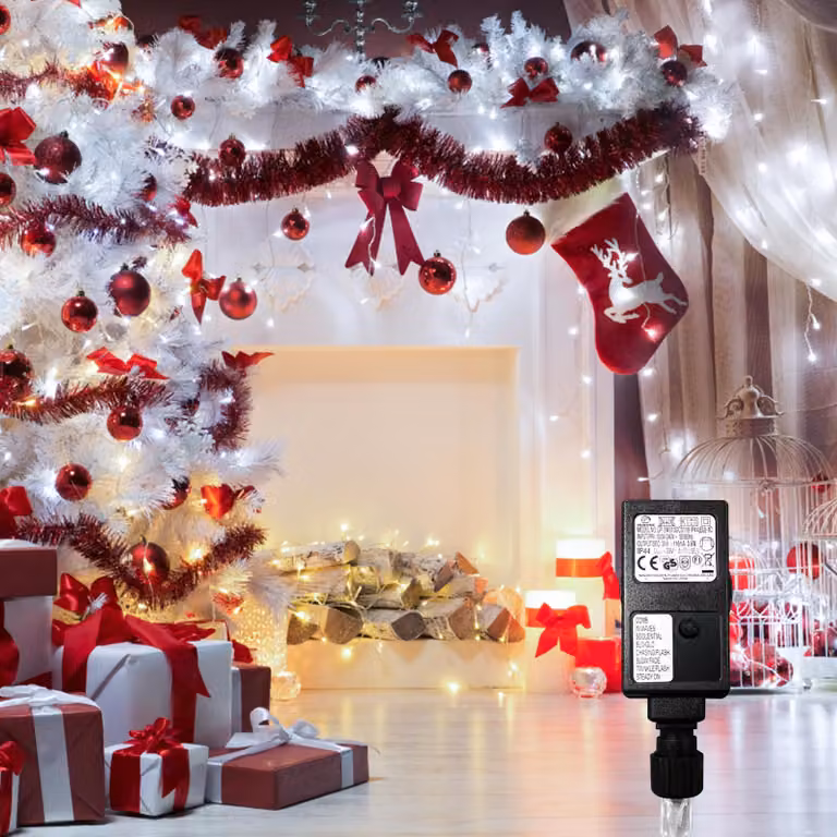 Ikodm, catena luminosa con 400 LED effetto "pioggia di ghiaccio", luce bianca fredda, larghezza 10 metri, grado di protezione IP44, 8 modalità di illuminazione, funzione di memorizzazione, ideale per decorazioni natalizie da esterno