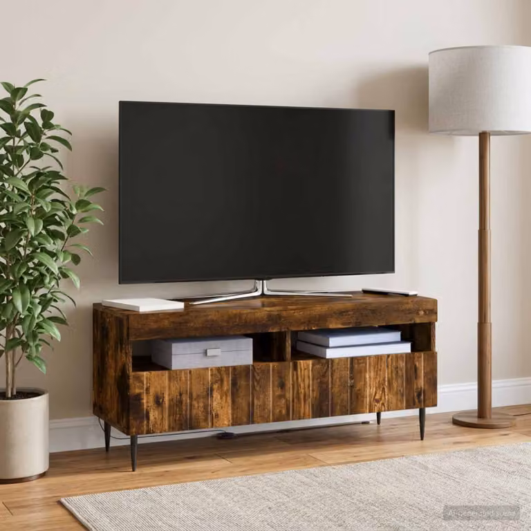 Mobile TV LED vidaXL ZWOLLE in Rovere Fumo con illuminazione integrata, L 100 x P 35 x H 43 cm
