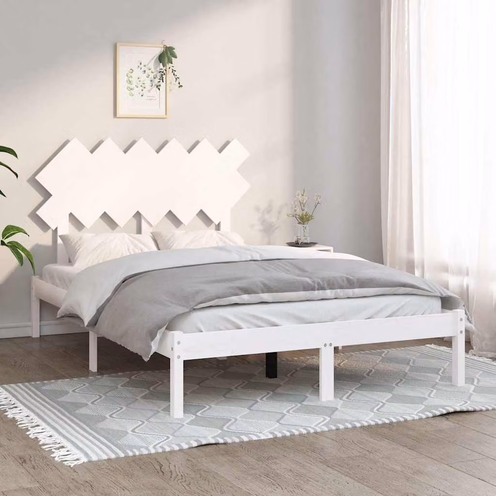vidaXL Giroletto in Legno Massello di Pino Bianco con Doghe Fisse L/P/H: 200 x 120 x 31 cm – 1