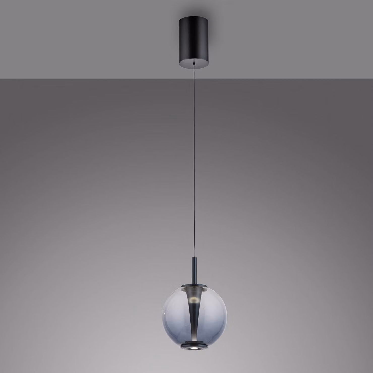 PURE Lampada a sospensione Infinity, dimmerabile, Alluminio / Grigio / Zincato, Soggiorno / Sala da pranzo, Vetro, Lampada a sospensione