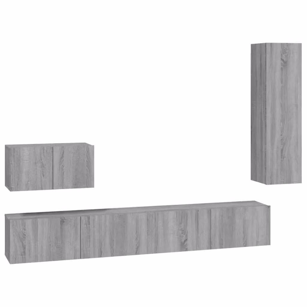 Set di Mobili Porta TV 4 pz vidaXL in Legno MDF Grigio Matt – 2